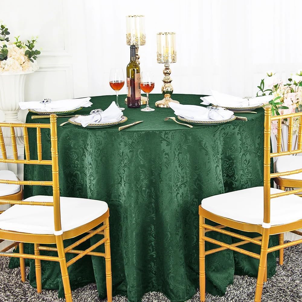 90 Inch Round Jacquard Damask Polyester Tablecloths Table Cover Linens for Restaurant Kitchen Dining Wedding Party Banquet Events - Champagne
