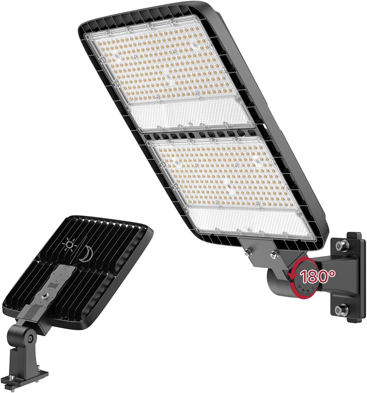 400W LED Parking Lot Light, LED Street Light with Dusk to Dawn Photocell, 630 LEDs, 5000K Daylight, IP65 Waterproof, Adjustable Arm Mount, AC 120V, Commercial Pole Lighting Outdoor for Park, 1Pack