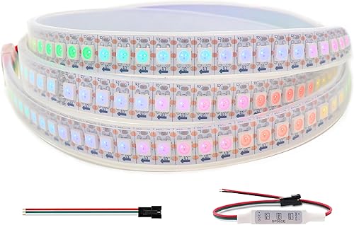 Vista 11 de WS2812b - Tira de píxeles LED direccionable individualmente de 150 píxeles, 16.4 ft, programable, a todo color, SMD 5050 RGB, tira de luz DC 5V
