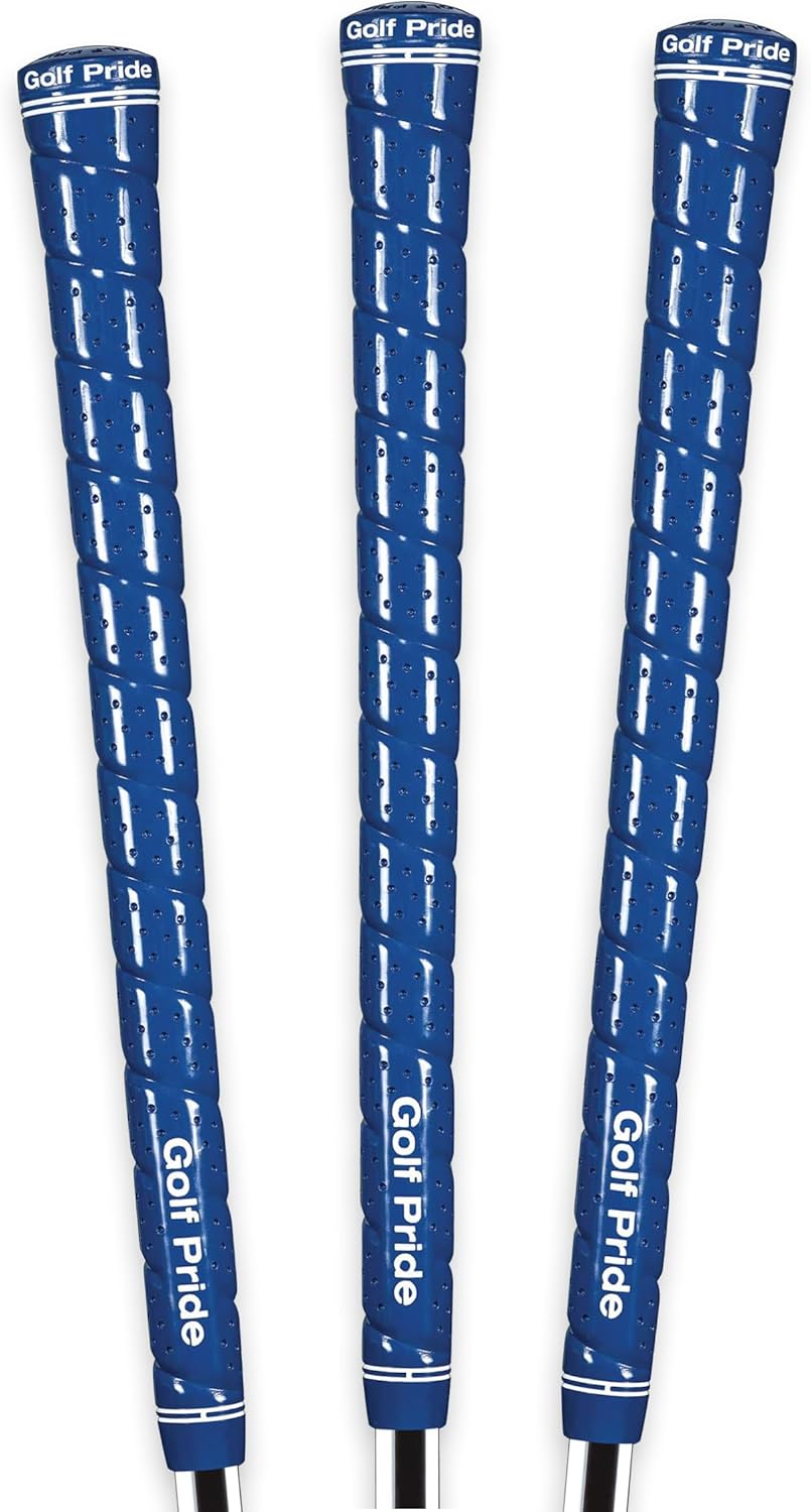 Golf Pride Tour Wrap Golf Grip - Comfortable, Durable Grip for Clubs - Classic Wrap Design with High-Tack Feel - Rubber Construction - Standard - Blue - 3 Pack