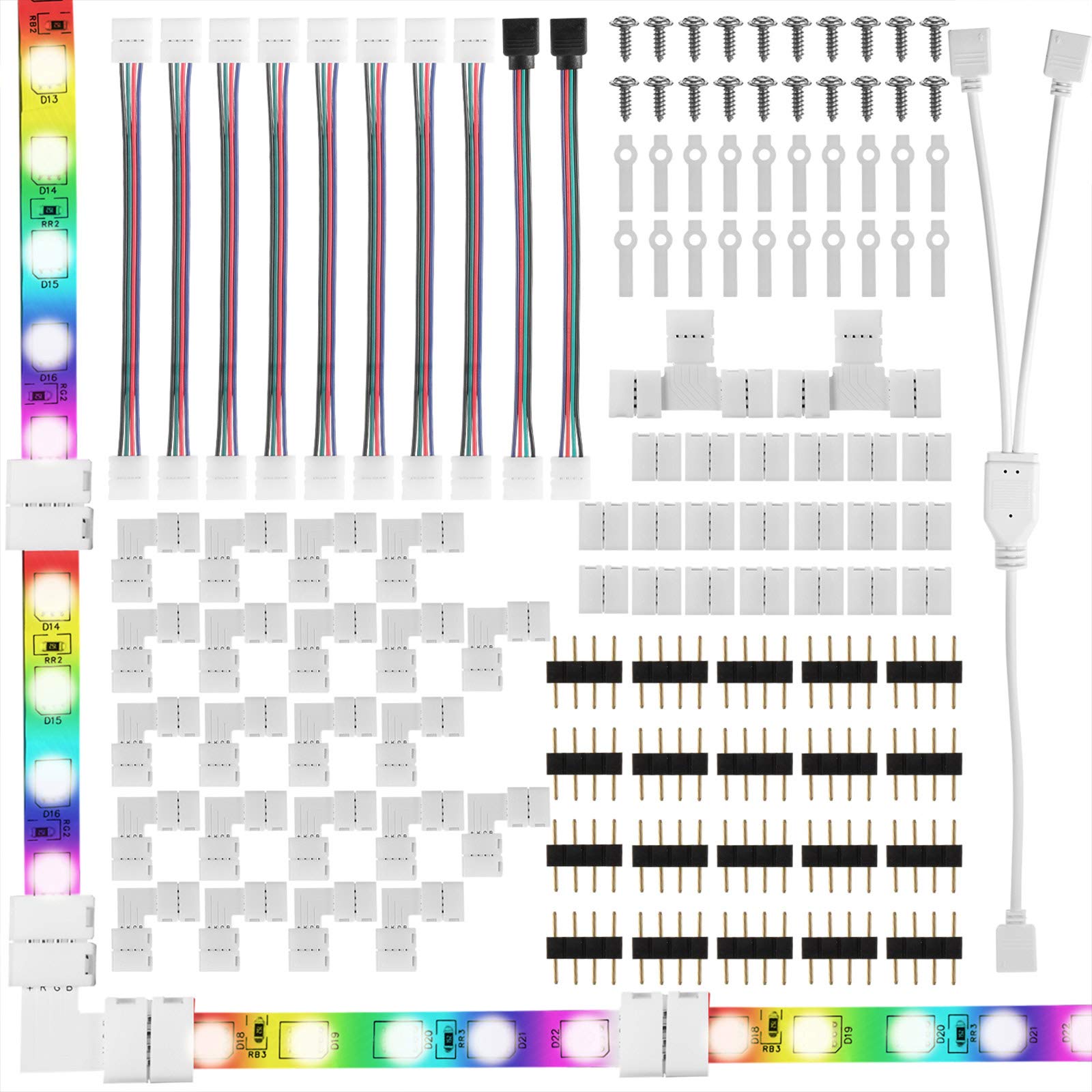 Buy 115 Pieces LED Strip Connector Kit for 5050 10 mm 4 Pin RGB LED