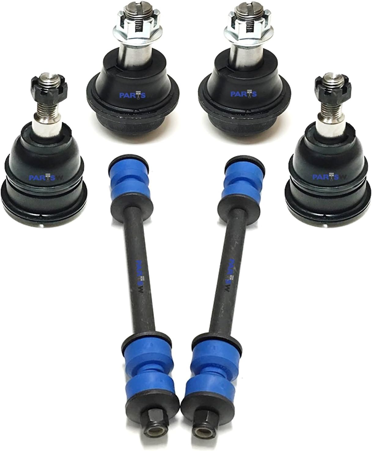 PartsW 6 Pc Suspension Kit Upper & Lower Ball Joints Sway