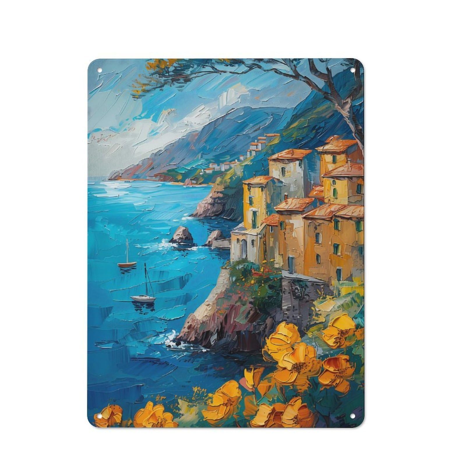 Junmoney Floral Coast Ocean Tin Wall Plaque 40X30cm With For Man Cave Or Games Room, For Updating Man Cave And Games Room After Moving