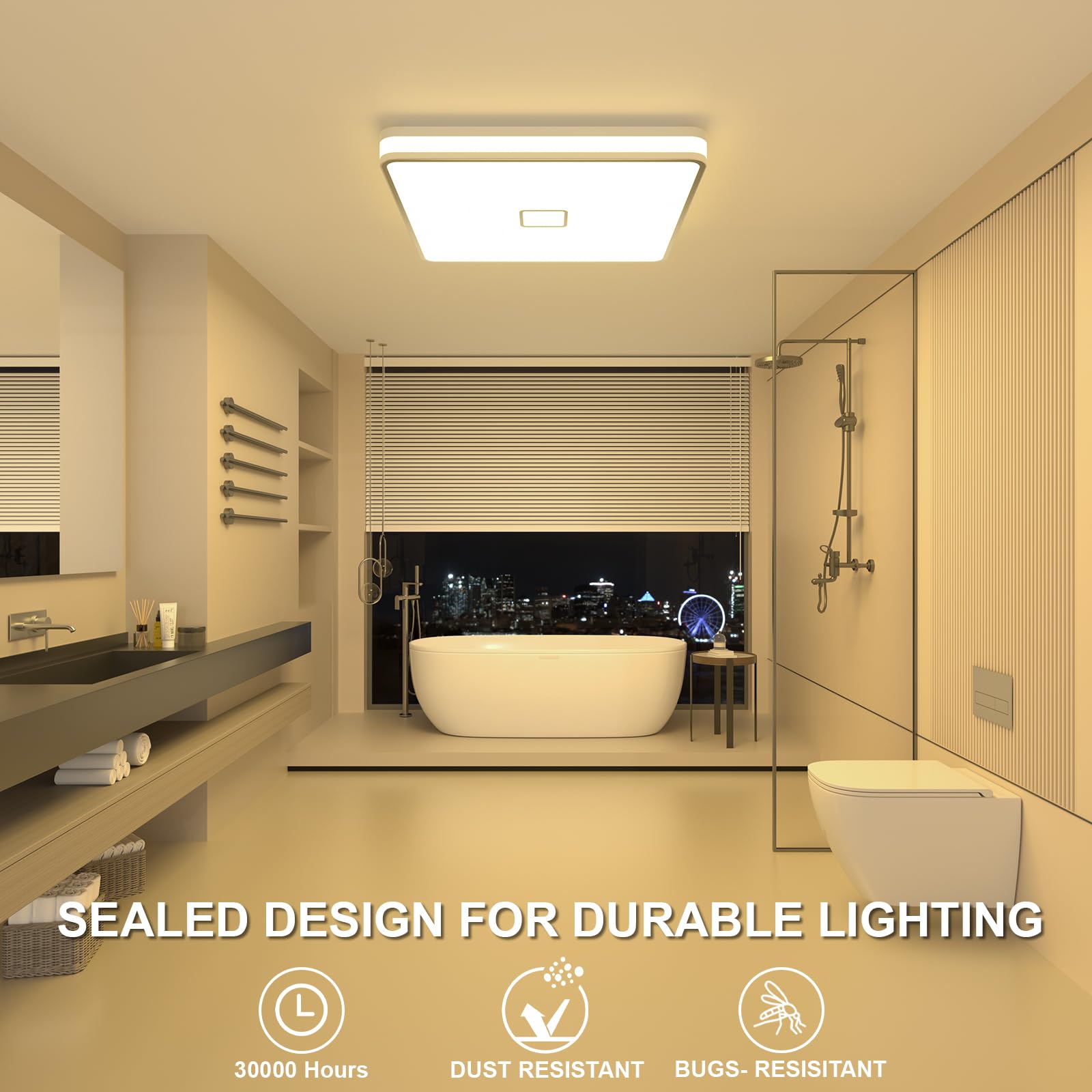 Airand Deckenleuchte LED Deckenlampe Bad 24W 2050LM Badlampe Hell Badezimmer Lampe 3000K warmweiß Moderne Decke Leuchte für Schlafzimmer Küche Balkon Keller Flur Feuchtraum