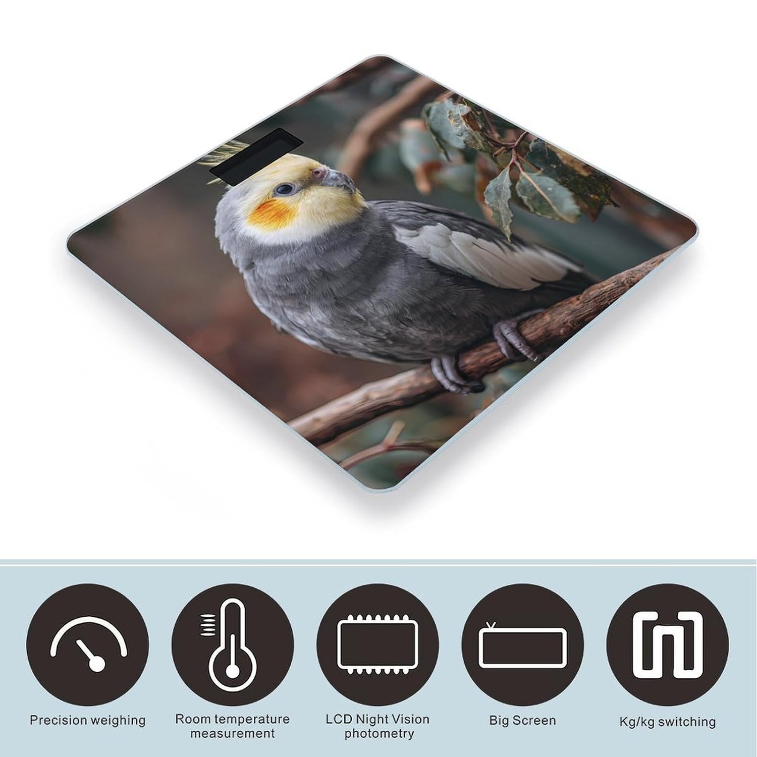 Cockatiel on The Branches Digital Body Weight Scale LCD Backlight Display for Bathroom Gym