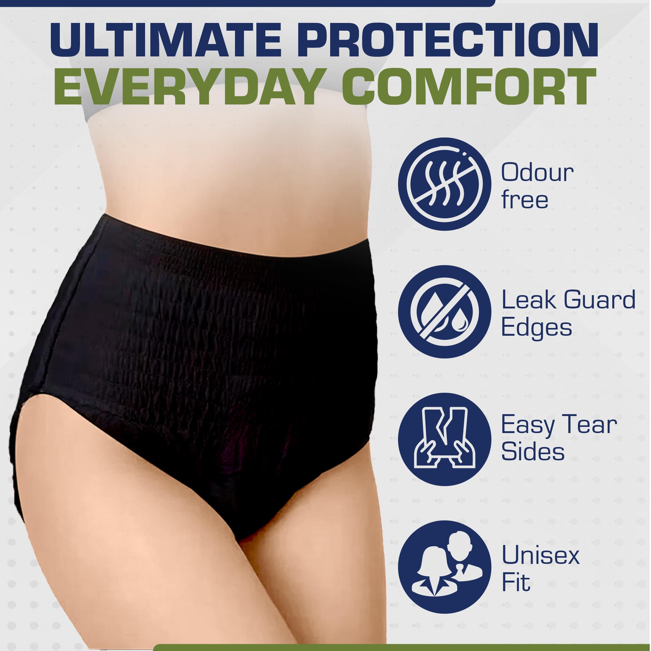 12 X Black Incontinence Pants Women & Men | Adult Nappies - View #3