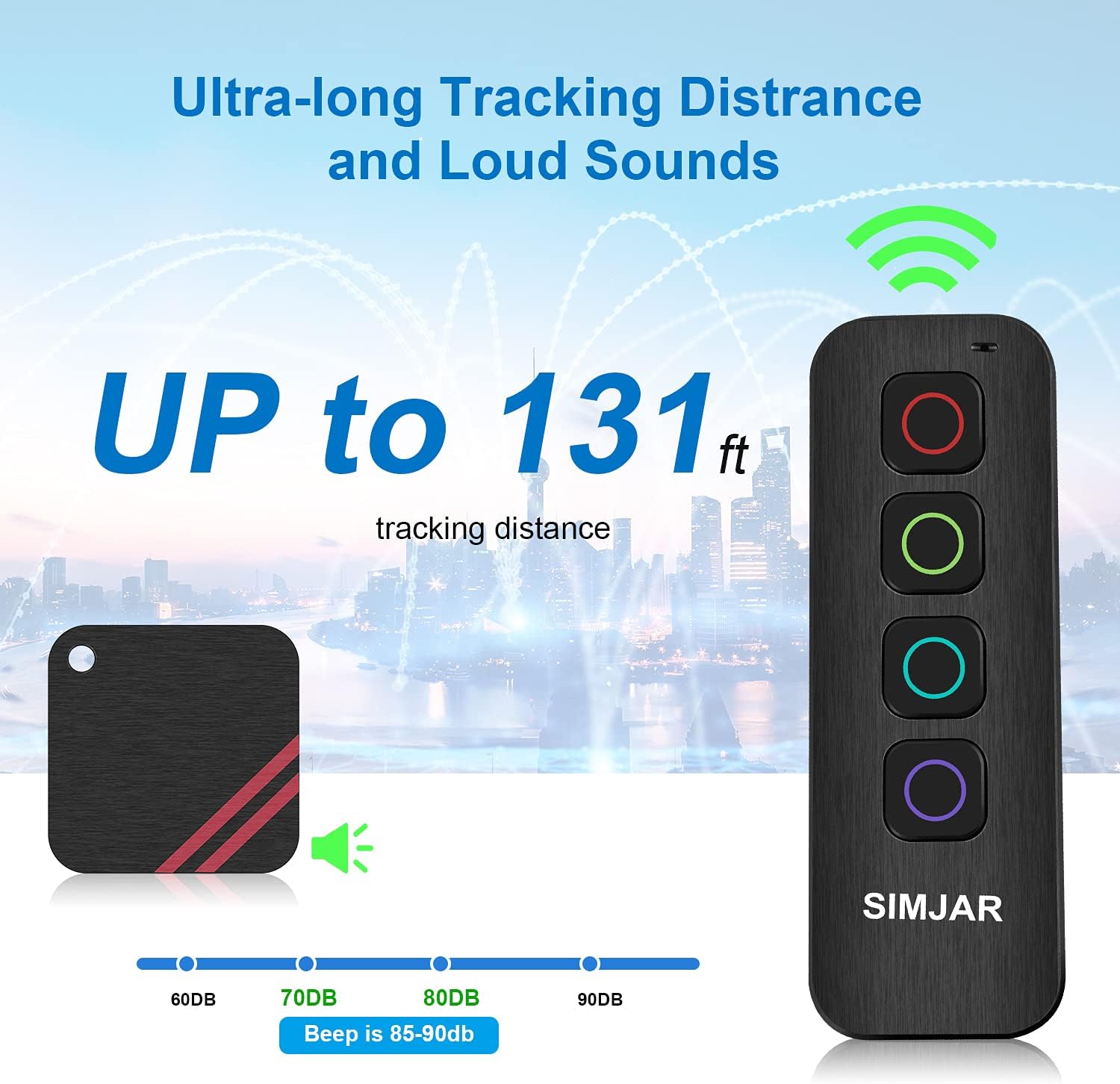 rechargeable key finder with flashlight simjar wireless rf item locator item tracker support remote control 1 rf transmitter and 4 rechargeable rece