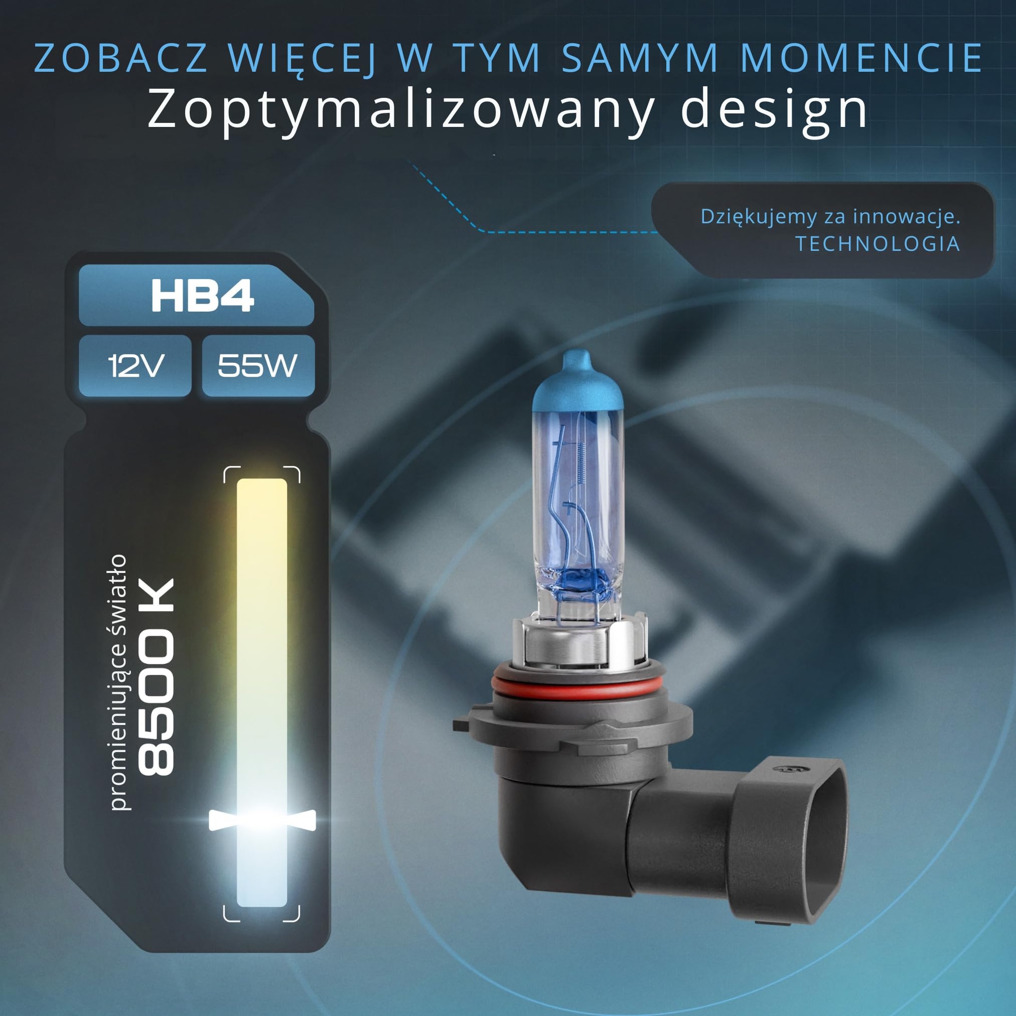 Gread - 2x HB4 lampa halogenowa o wyglądzie ksenonowym – biała – 8500 K 55 W – bez konieczności rejestracji