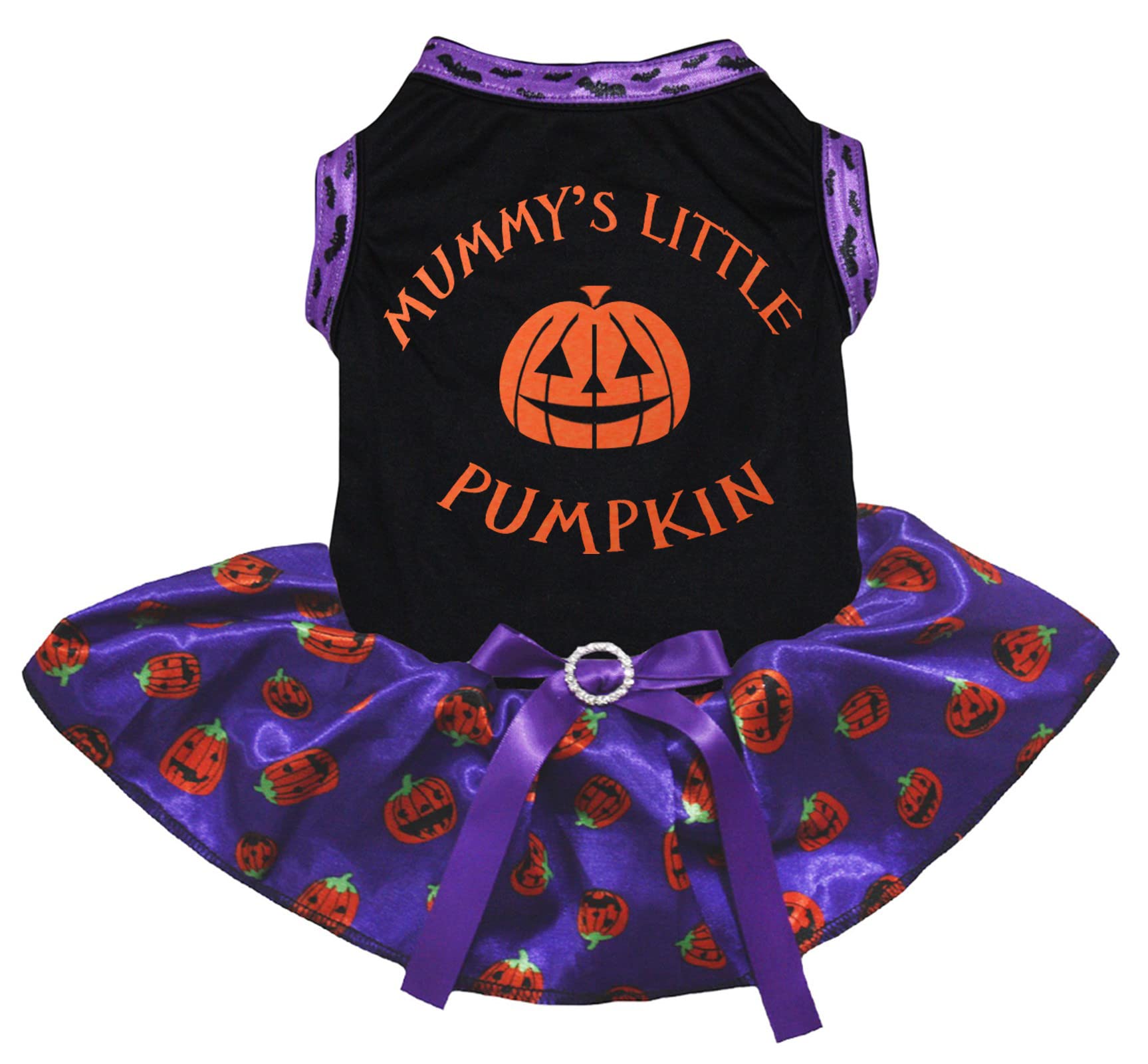 Robe pour chien violette et noire Mummy's Little Pumpkin en taille M pour Halloween