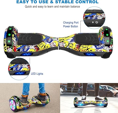 Miniatura 28 de CBD Patinete con luces LED Corlorful, ruedas de 6.5 pulgadas, scooter doble de 300 W para niños, niñas, niños y adultos, todas las edades A01-blanco
