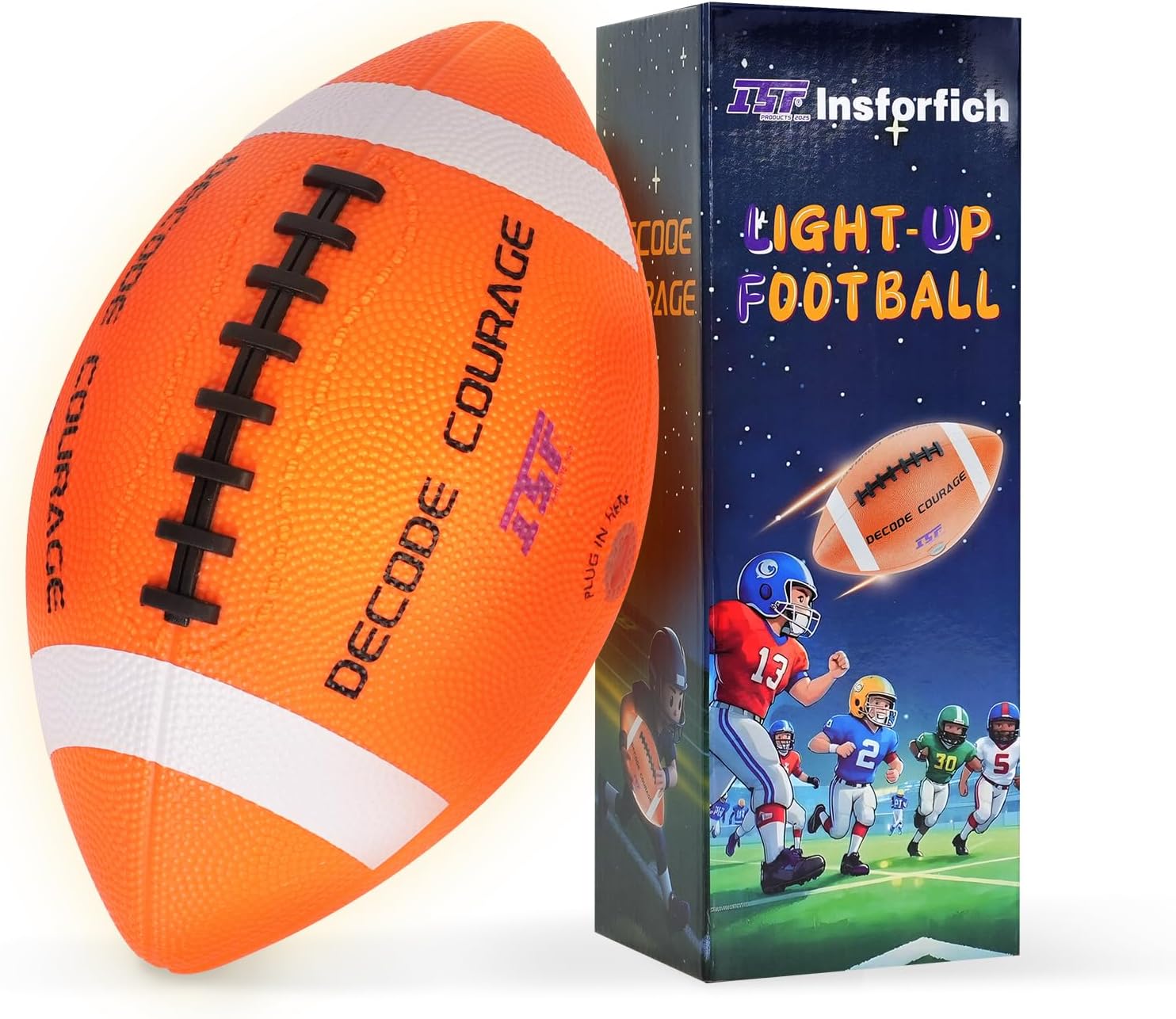 Rechargeable Light Up Football - Glow in the Dark LED Football for Kids & Adults for Birthday Parties & Outdoor Night Games | Fun Sports Ball for Up 6 Ages