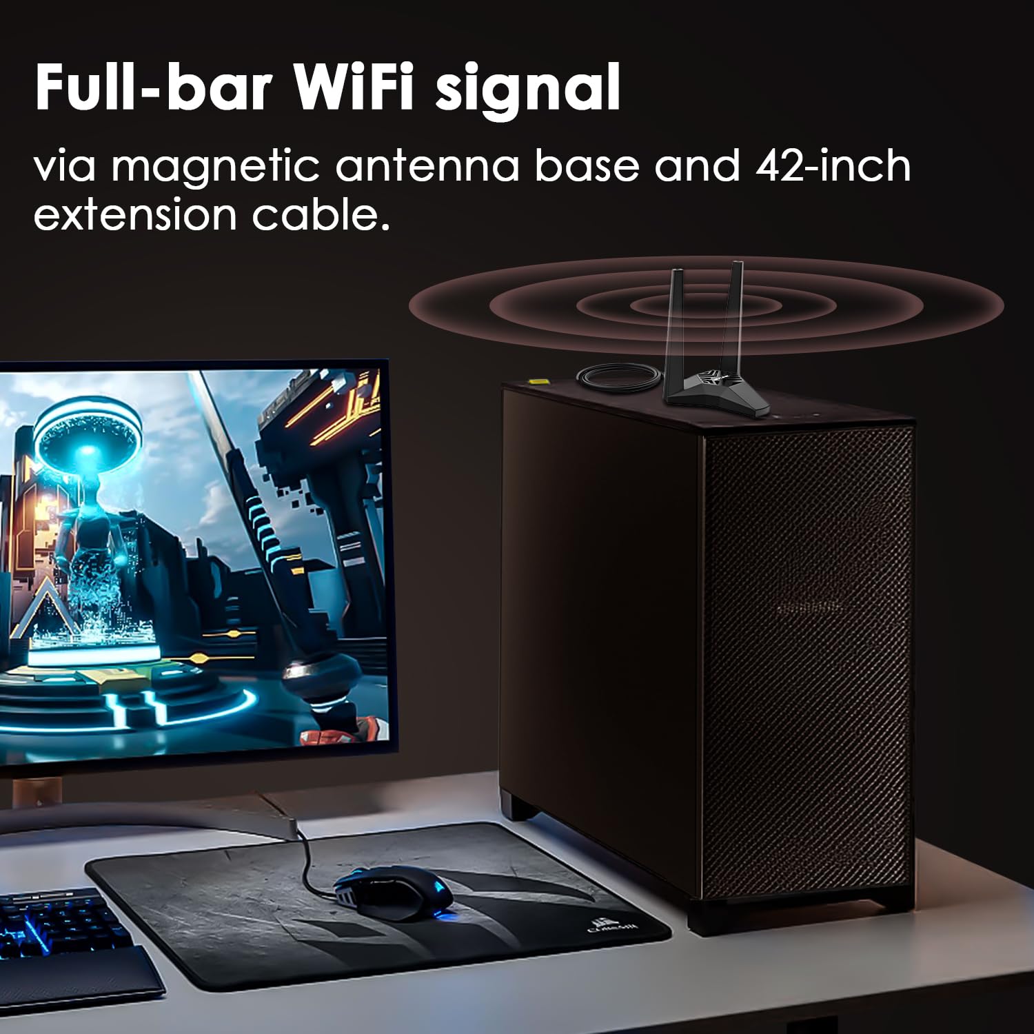WAVLINK AXE5400 Carte réseau WiFi 6E PCIe Tri-Band AX210 Adaptateur sans fil avec Bluetooth 5.3, MU-MIMO, WPA3, OFDMA, support à profil bas, dissipateur de chaleur, pour PC Windows 10/11