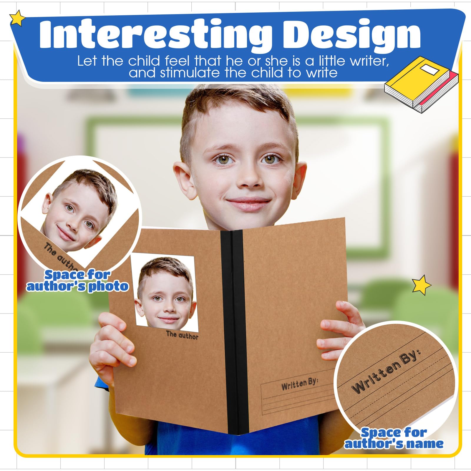 Henoyso 20 cuadernos de composición primaria de 9 3/4 x 7 1/2 pulgadas, suministros de regreso a la escuela, cuaderno de escritura primaria K-2 para niños, diario de dibujo y escritura de cuentos