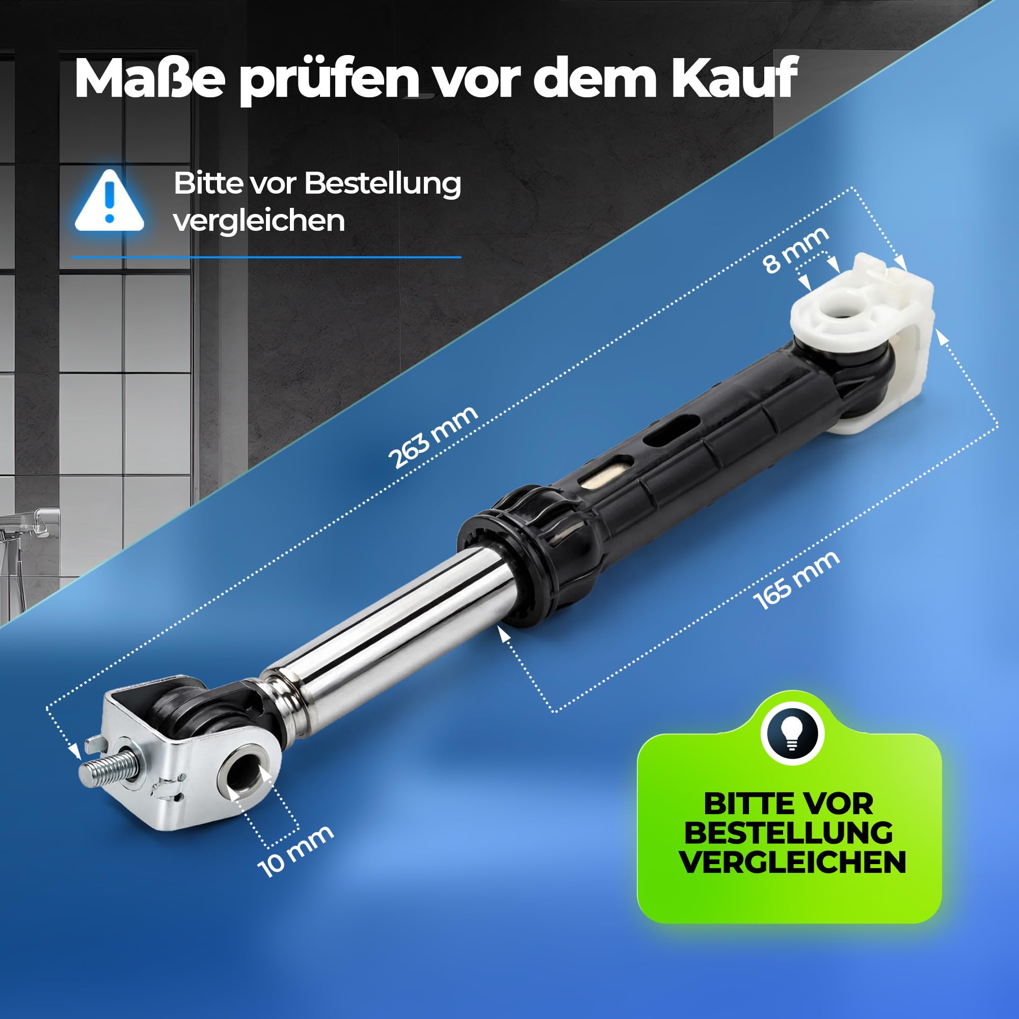 2er-Set Stoßdämpfer Waschmaschine 120N Ø10mm Ø8mm | Waschmaschine Stoßdämpfer mit Originalcode 461971408981 461975277441 481252918062 481252918063 C00313195 C00317130 für Whirlpool