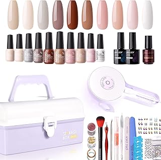 Gellen Gel Nail Polish Starter Kit with U V Light Nail Lamp 36W - with Storage Box 10 Colors Gentle Nude Tones Fall Gel Po...