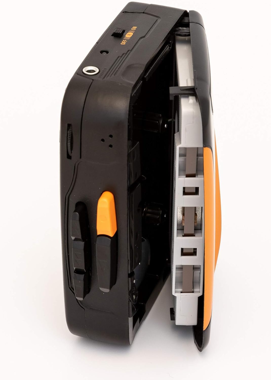 GPO W/938B/BT Personal Cassette Player Recorder Bluetooth WirelessWith Built-in Speaker Includes Bluetooth Headphones (Black/Orange)