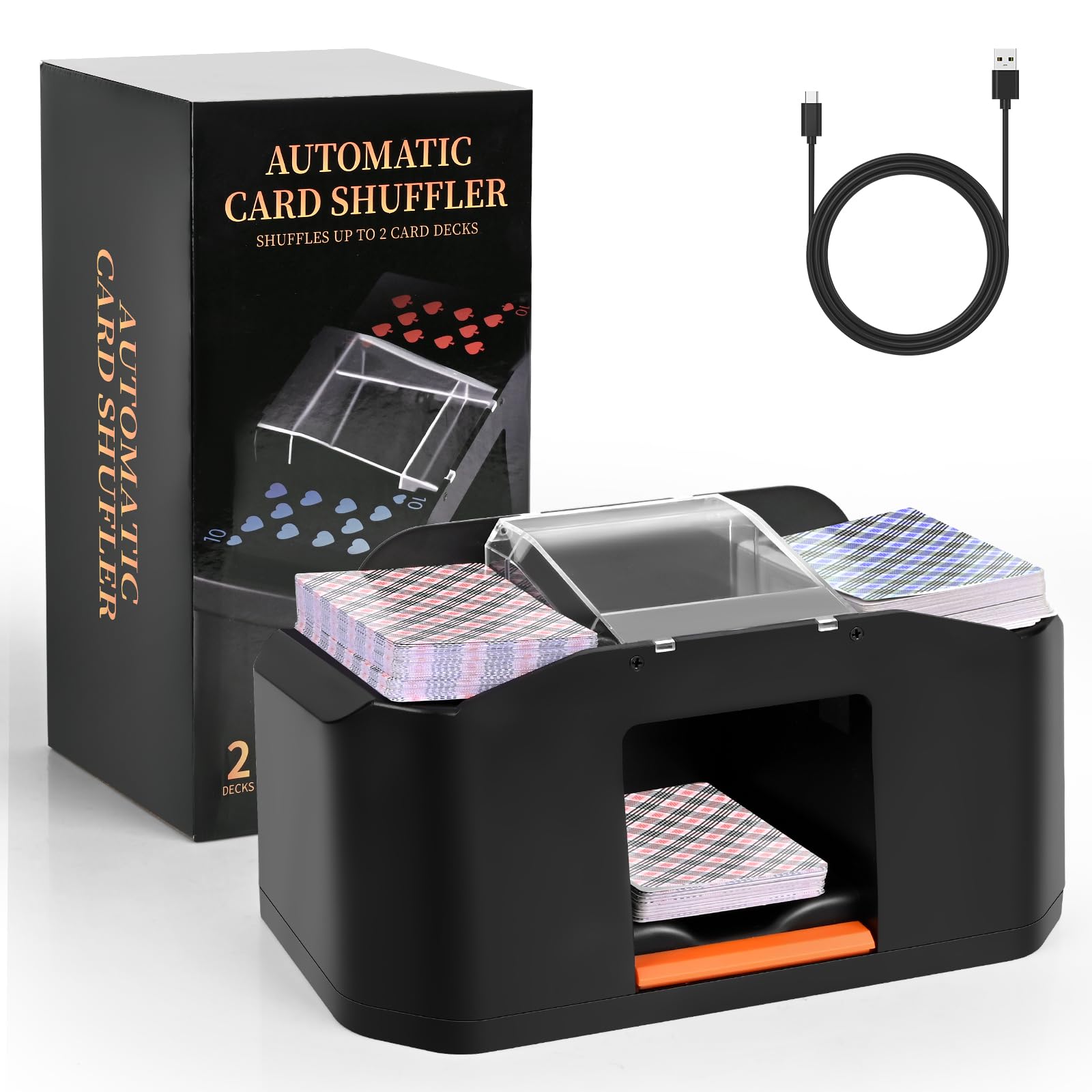 Diealles Shine Elektryczna mikser kart, mikser kart do 2 talii, akumulator 2000 mAh, mikser do kart UNO Poker Texas Hold Em Blackjack