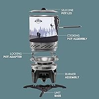 Vista 2 de HikeCrew - Estufa portátil a gas y sistema de cocina, placa de cocina compacta para acampar con olla de 1 litro, tapa de silicona, mango plegable