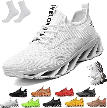 Tallboost Sneakers, Height Boosting Shoes for Men, Comfort Non Slip Breathable Knit Slip on Men Walking Running Shoes Invisible Height Increasing ShoesWhite,US 10