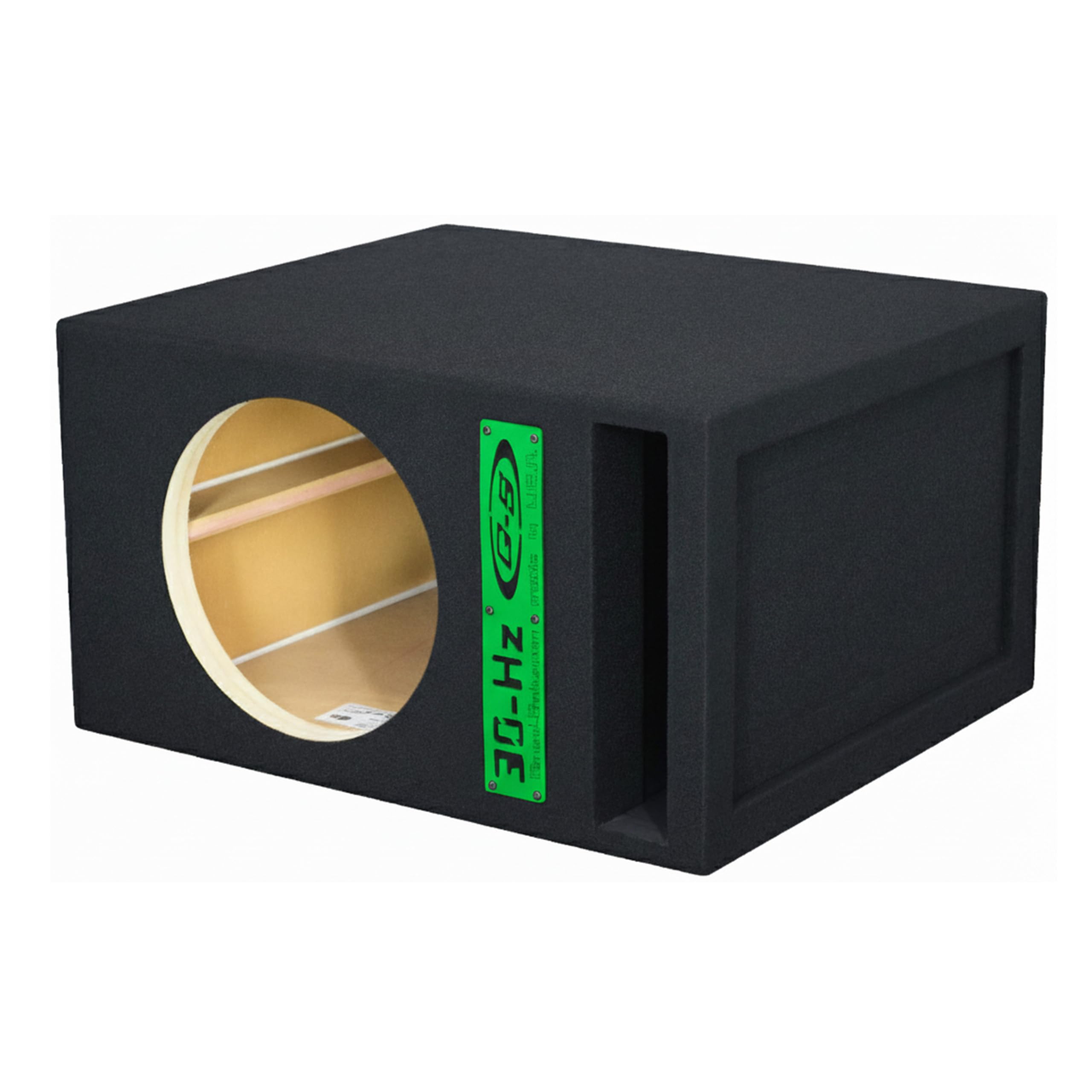 30HZ Reinforced Competition Single Ported Sub Box Sub Woofer Enclosure Speaker Box Car Audio Subwoofer Ground Shaker Box Ground-Shaker (Green Plaque, 12")