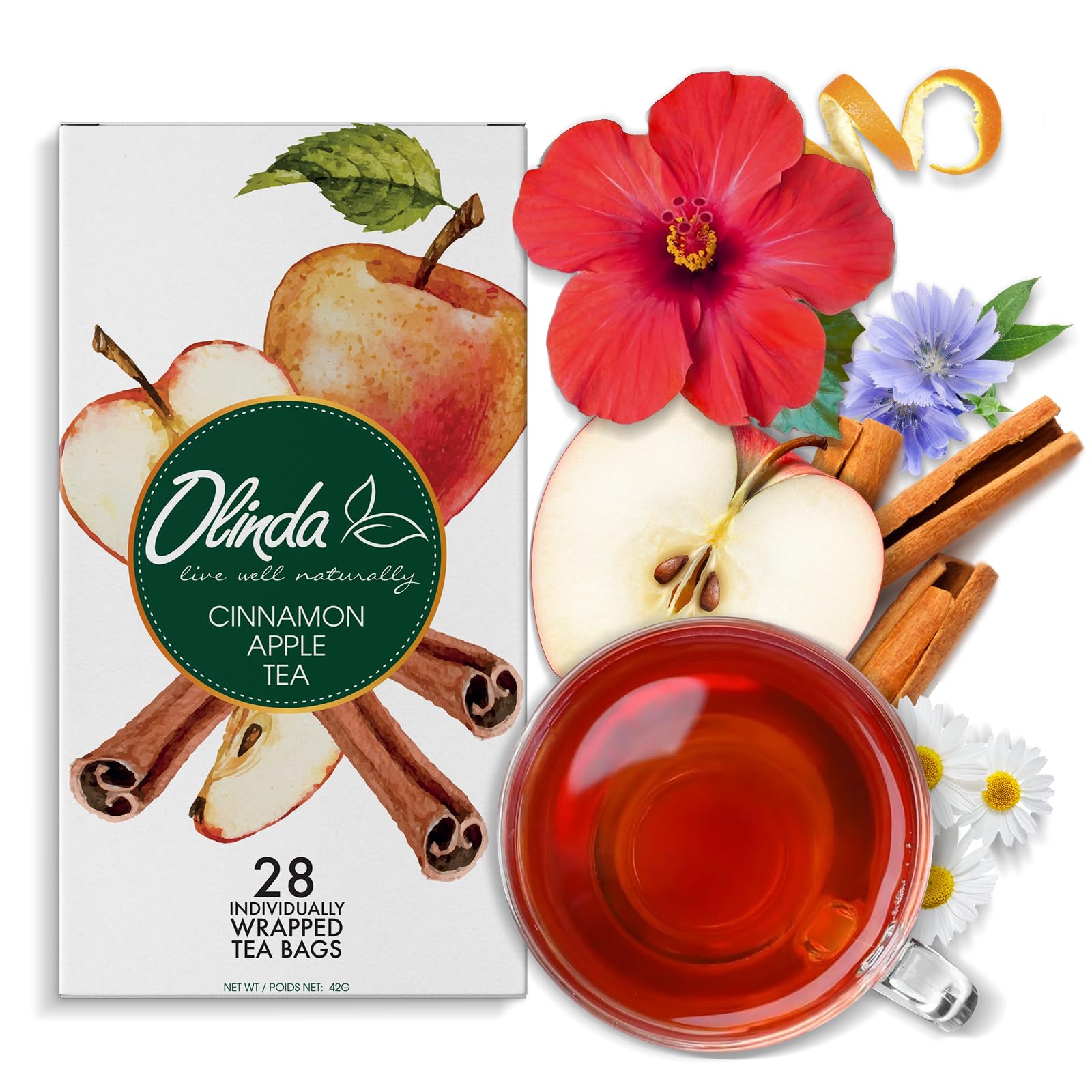Amazon.com : Olinda Cinnamon Apple Herbal Tea Caffeine Free Blend