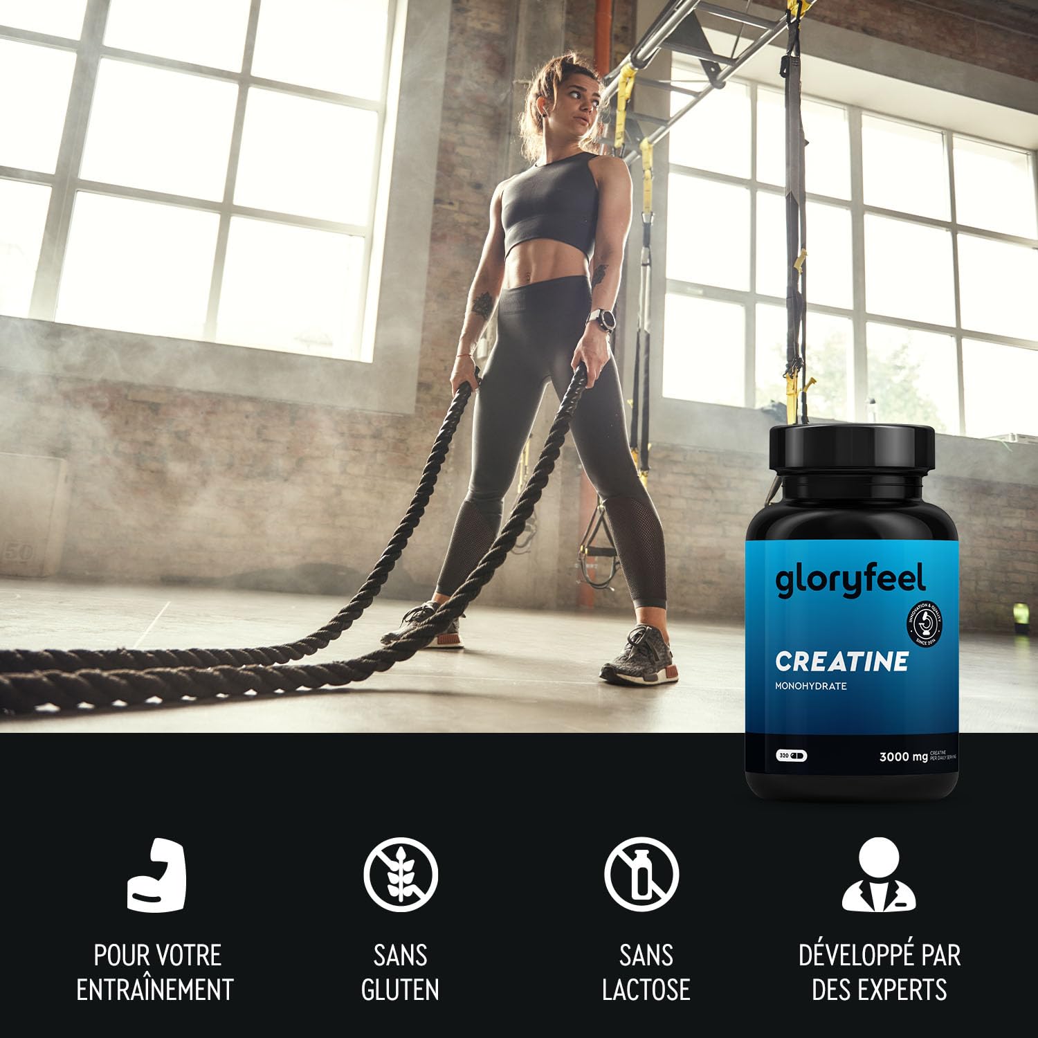 Créatine Pure Hautement Dosée (320 Capsules), 3000 mg de Creatine Monohydrate par Dose Journalière, Améliore les Capacités Physiques*, Haute Biodisponibilité, 100% Végétalien et Sans Additifs