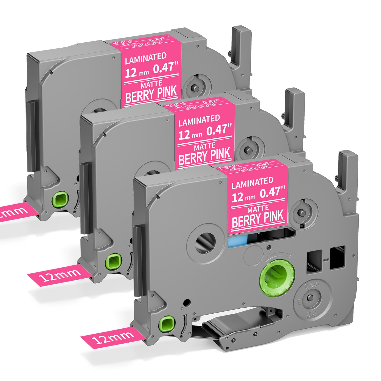 Compatible with Brother 12mm 0.47" TZe-MQP35 Label Tape White on Berry Pink