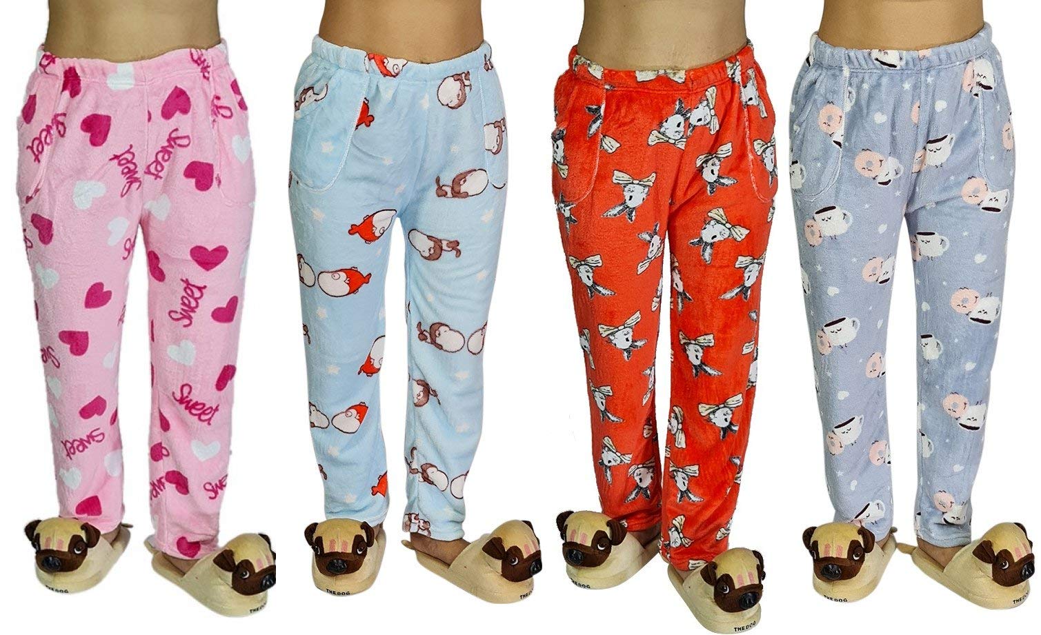 (Pack of 4 Women Ladies Winter Woolen Printed soft & Warm Pocket Pyjama Pant Bottom Wear Lower Lounge Pant for Night Wear, Colour may vary-image-42