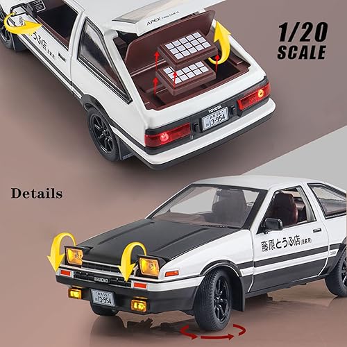 Miniatura 3 de Mzexoma Initial D Toyota Trueno AE86 - Modelo de automóvil de aleación fundida a presión, juguetes deportivos para niños y adultos, vehículos de