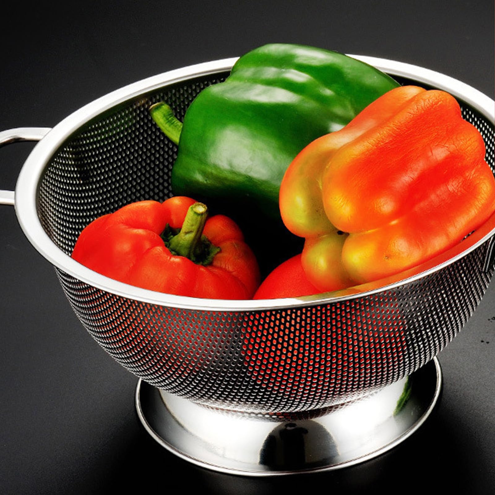 2-teiliger Siebkorb aus Stahl mit, Küchensieb, Schüssel Abtropfen von Nudeln, Nudeln, und Obst, Küchensieb