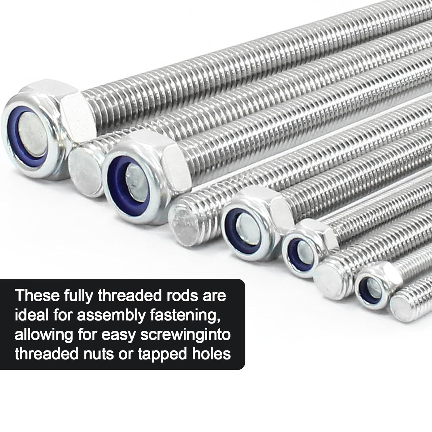2Pcs M6 x 250mm Threaded Rod, for Bolt Clamps Anchor