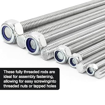 2Pcs M6 x 250mm Threaded Rod, for Bolt Clamps Anchor
