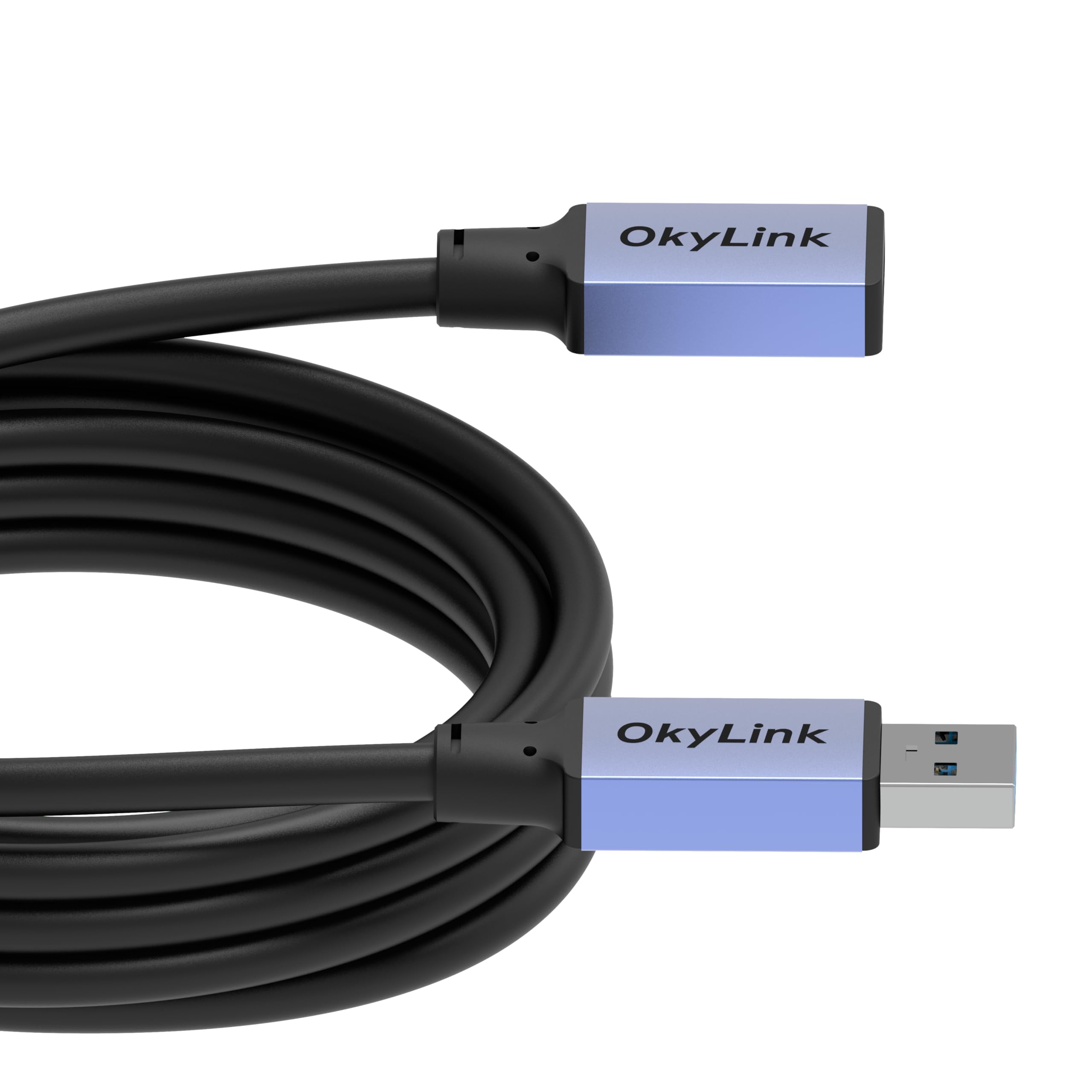 OkyLink USB 3.0/3.2 Gen 1 Verlängerungskabel USB-A auf USB-A, Stecker auf Buchse, 5Gbps, 3m | 3 m, mit Aluminiumgehäuse, Plug-and-Play, für Festplatte, SSD, Drucker, PC