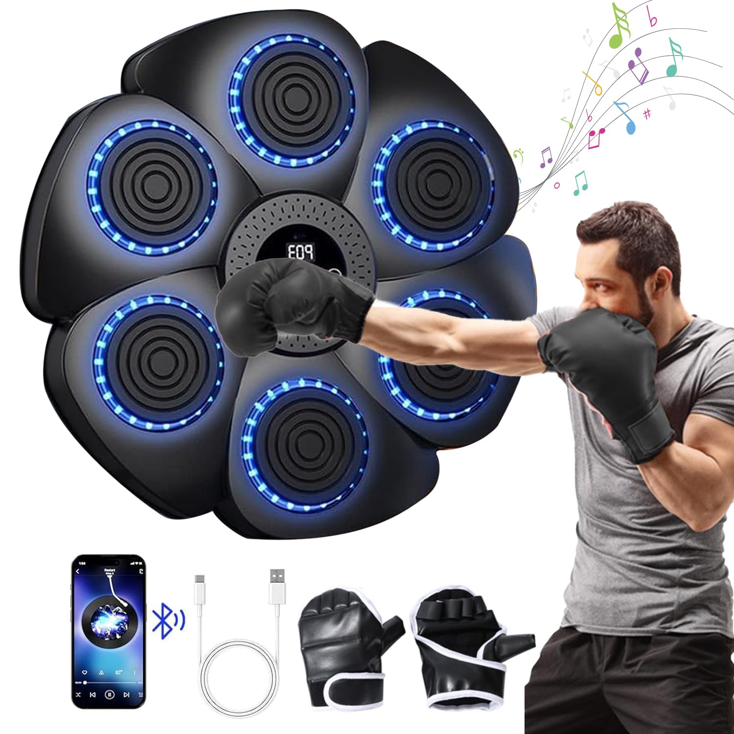 Music Boxing Machine, Smart Bluetooth Music Punch Machine with Score Display, 9 Speeds & 11 Models, Wall Mounted Boxing Machine for Adults&Kids
