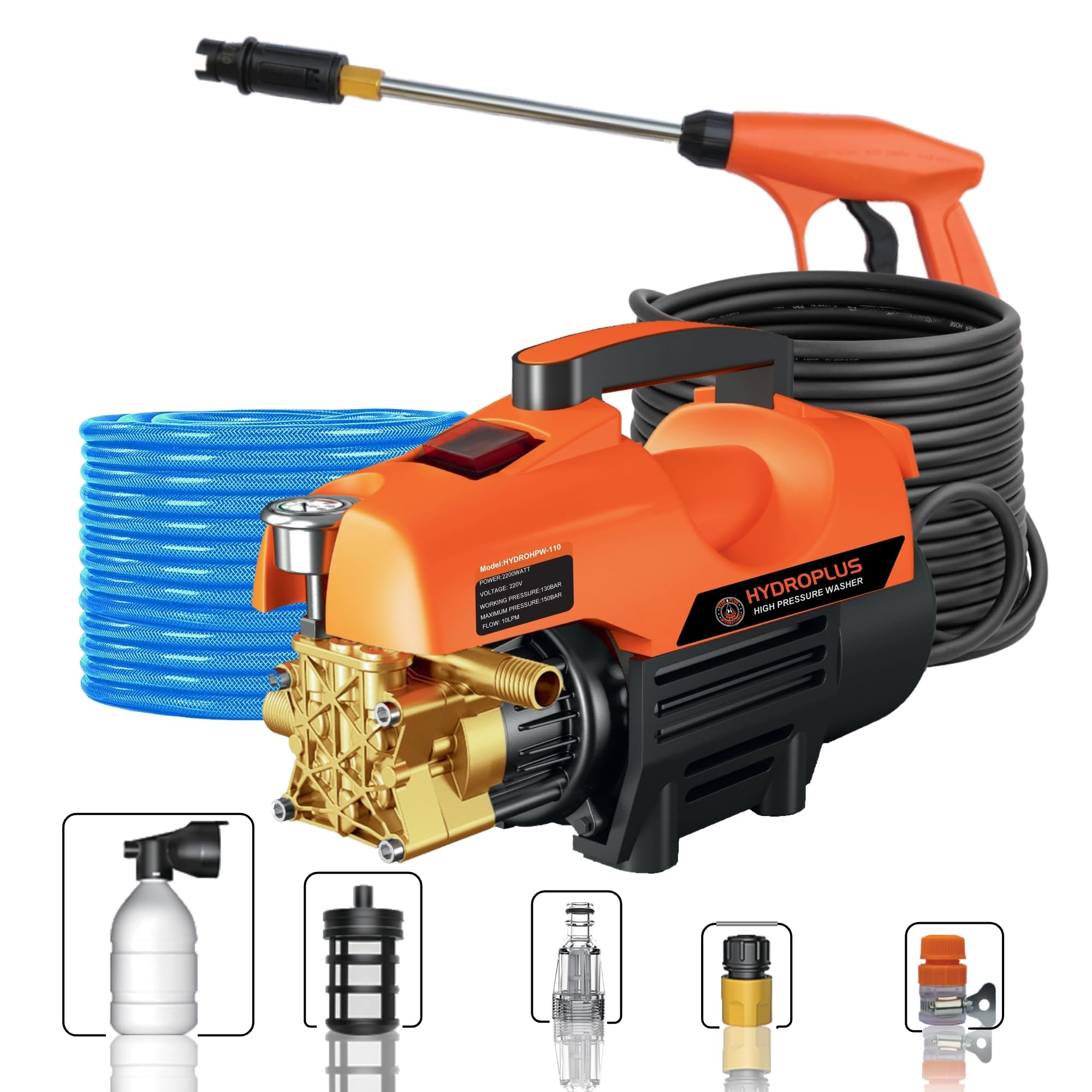 Hydro P50 PRO High Pressure Car Washer 2500W | 10 LPM Water Flow | Portable Electric Power Washer for Car, Bike, Home & Garden Cleaning | Powerful Pressure Washing Machine-image-30
