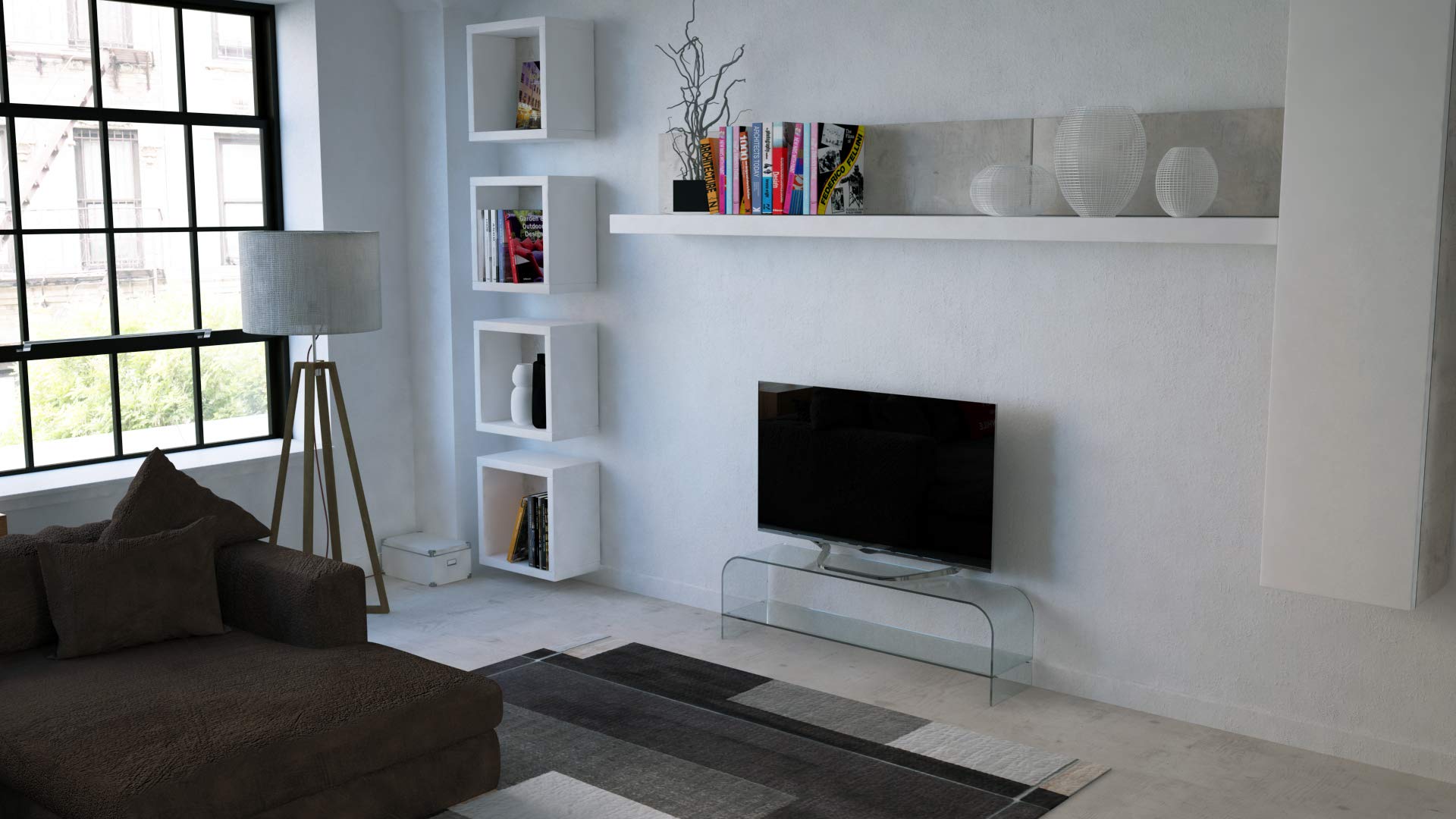 Tavolino Basso Rettangolare in Vetro Temperato Curvato Con Ripiano Tavolo Da Soggiorno Salotto Salone Caffè Studio Luxury Z-106 Design Minimal Moderno Ed Elegante Arredo Arredamento 120 x 35 x 38 Cm