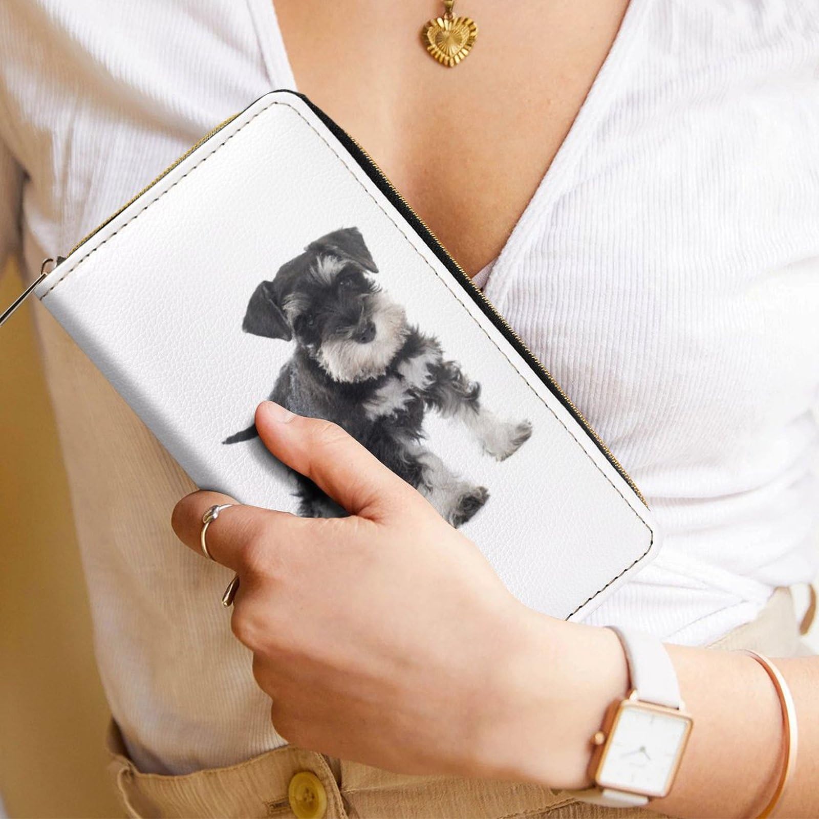 Amazon.co.jp: 財布 ミニチュアシュナウザー 犬 長財布 メンズ