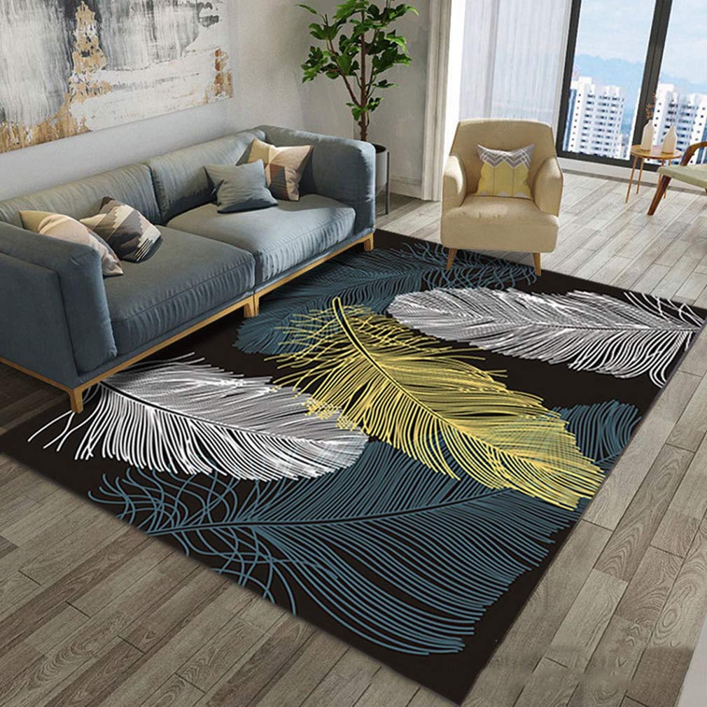 Buy MOXIC Soft Abstract Art Living Room Area Rugs Rectangular Children Crawling Bedroom Rug Fleece Anti-Slip Carpets Nordic Feather Modern Home Decor Mats Indoor Outdoor Runners Nursery 4' X 6' — BookShops.in