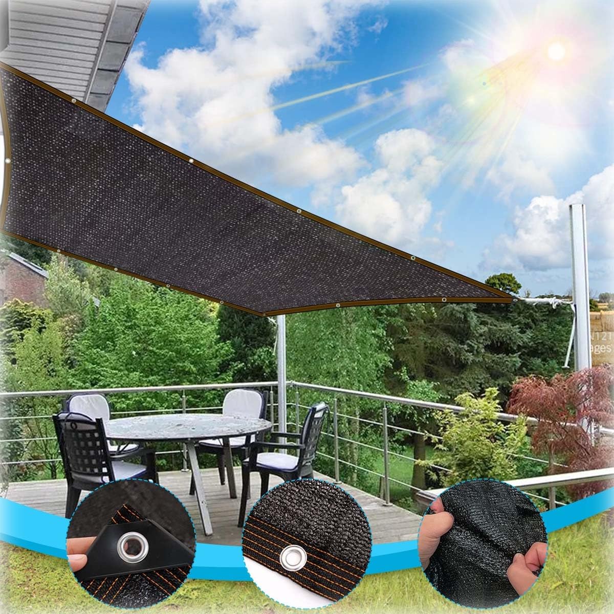 Sonnenschutz Netz Schwarze Schattierungsnetz Garten Sonnensegel Mit Ösen 70% Shading Rate UV-Beständiges for Pflanzenschutz Gewächshaus Scheune Oder Zwinger - 2x3m 4x5m 6x8m (Größe : 5X7m/16.4X22.9ft