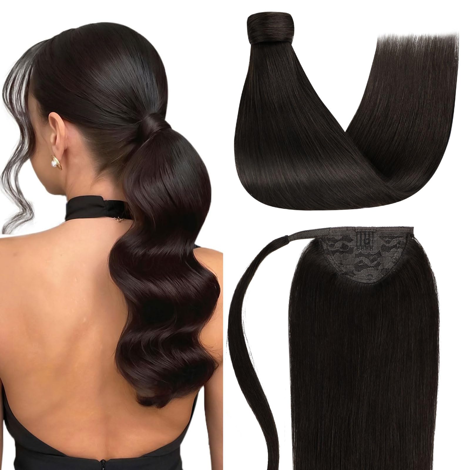LaaVoo Wire Hair Extensions Human Hair 18 Inch Medium Brown Wire Human Hair Extensions Light Brown Human Hair Extensions Long Straight Hair 86g — view 26