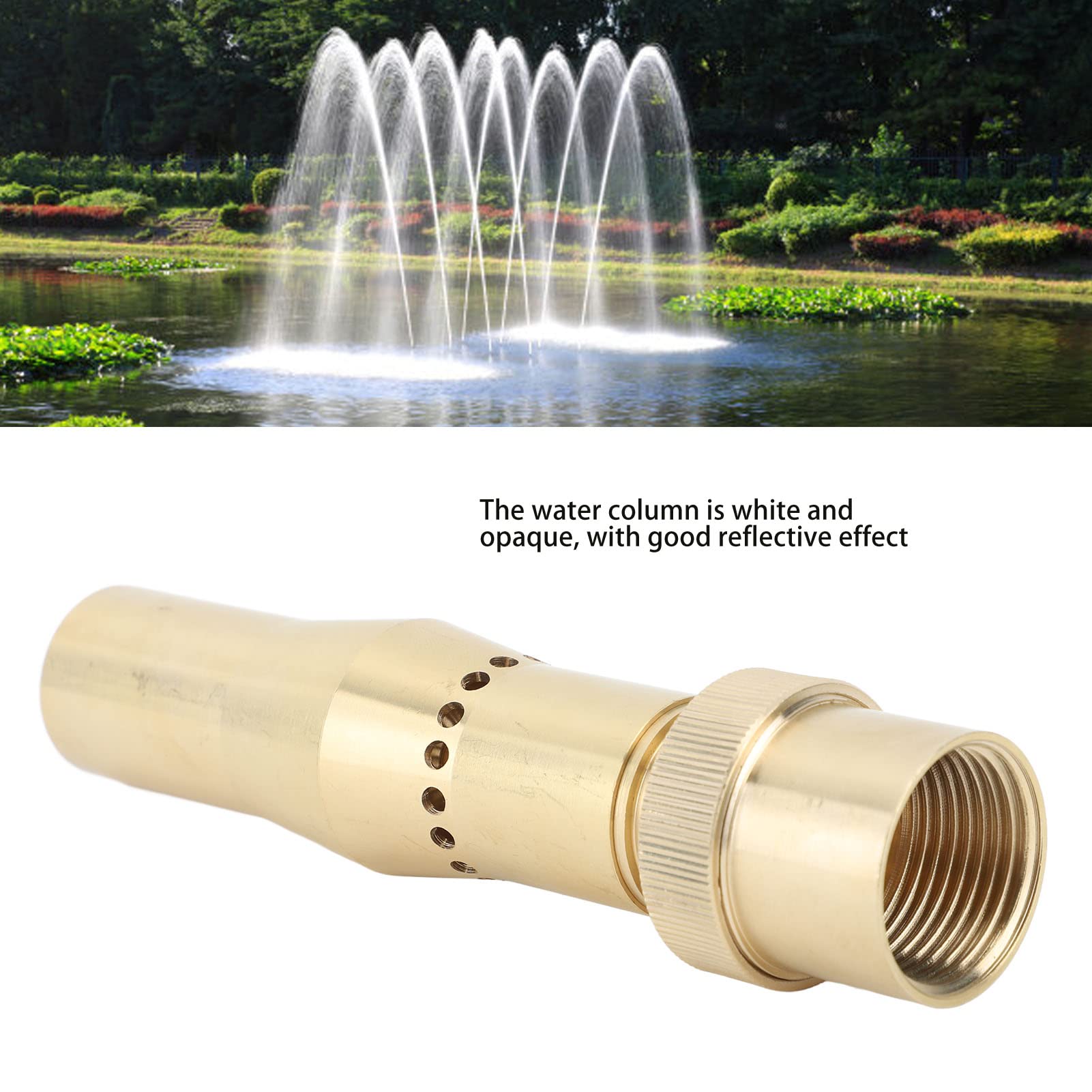 Airshi Fountain Nozzle, Wide Spraying Range Column Water Fountain Nozzle Decorative Large Injection Volume Brass Easy to Install for Courtyard (G1in 13.4CM)