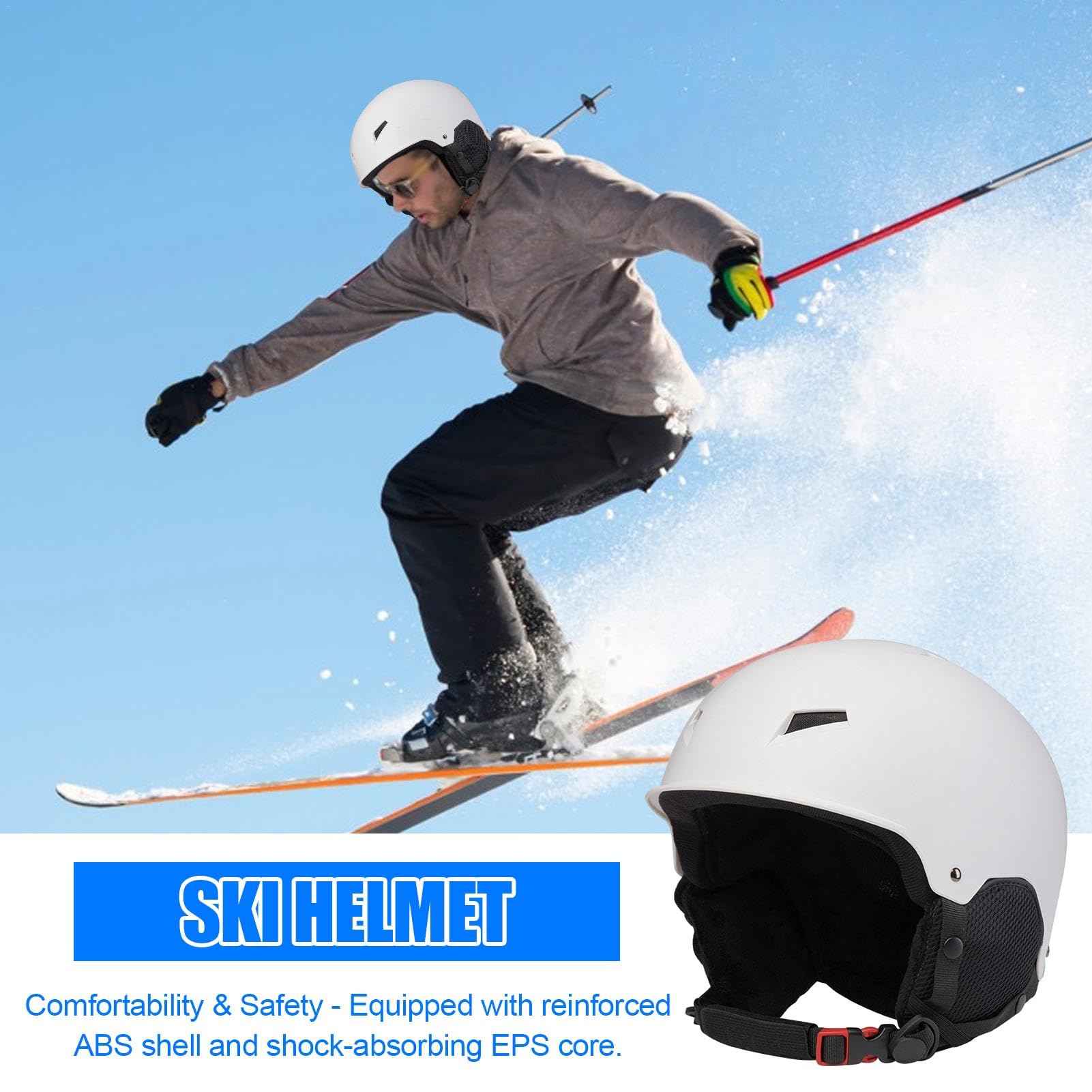 Cappello di sicurezza per snowboard, elmetto da sci | Cappello rigido con | protezione regolabile Cappello di sicurezza per snowboard - Cappello di sicurezza protettivo portatile con clip per occhiali