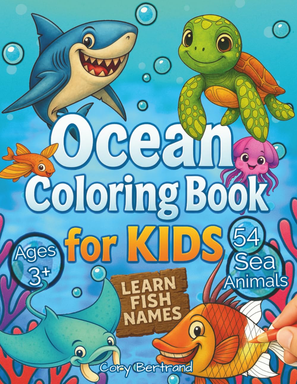 Ocean Coloring Book for Kids: Learn 54 Sea Creatures Through Coloring – Educational Fun with Lionfish, Octopus, Tiger Shark & More!