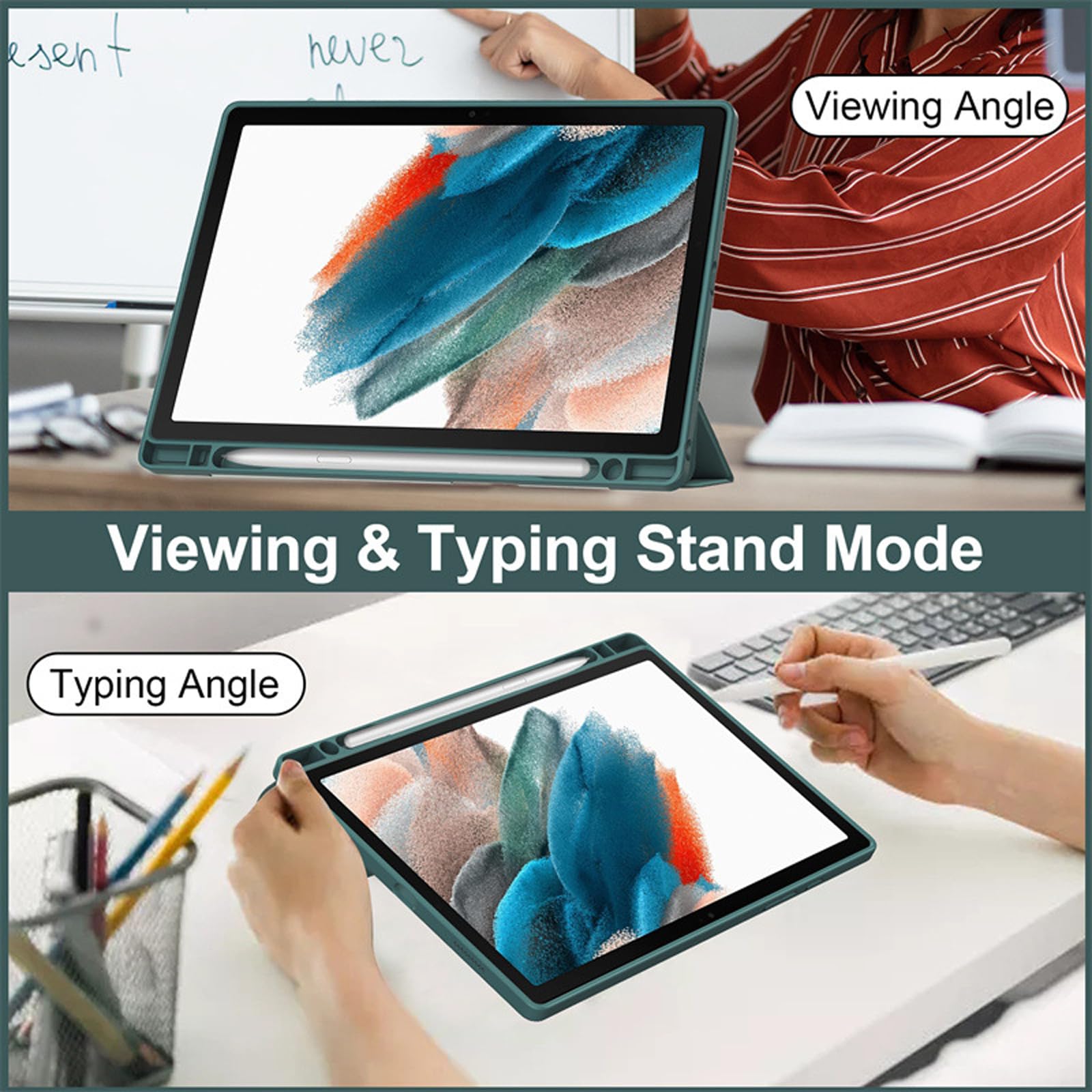 Etui z klawiaturą do Samsung Galaxy Tab S6 Lite 10,4 cala 2024/2022/2020, miękkie, elastyczne etui z klapką Automatyczne wybudzanie i uśpienie – etui składane na trzy części