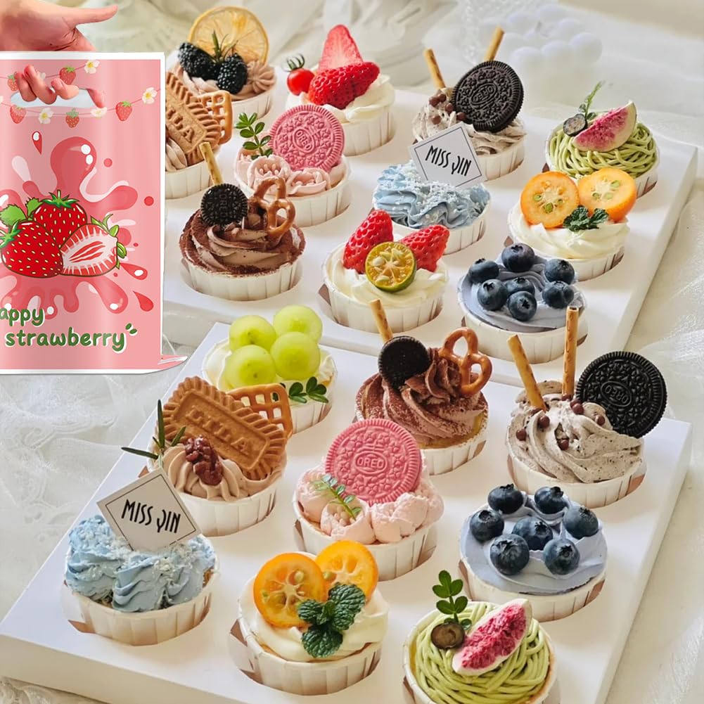 WINTMING 24 Stück Erdbeer-Geschenktüten Aus Vlies – Mit Griffen Für Süßigkeiten, Geburtstag & Beeren-Partys