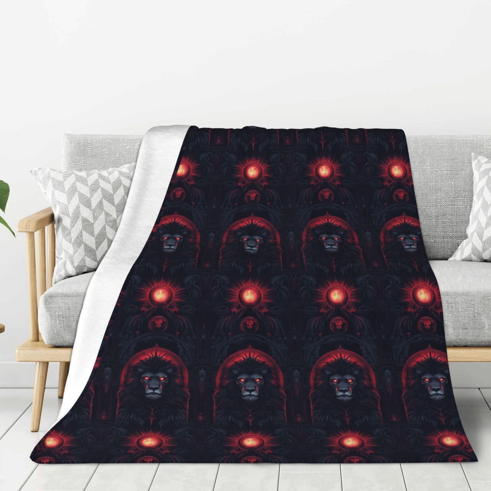 Couverture en flanelle de qualité supérieure jeté de canapé imprimé lion gothique chic