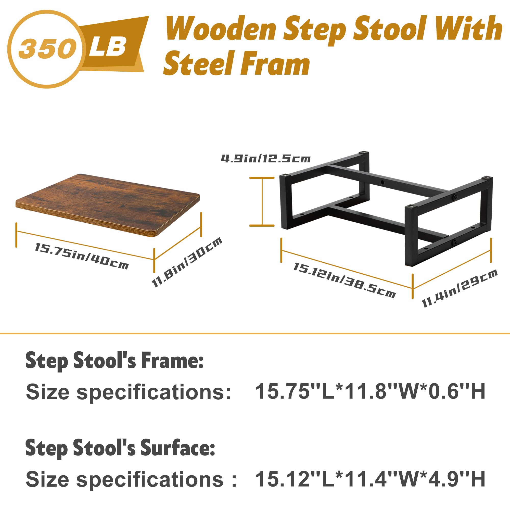 DiDiBirDi Wooden Step Stool with Non-Slip Surface and Non-Slip Foot Pad Design for Adults and Seniors,Suitable for Use at Stairwells Bedrooms - Image 3