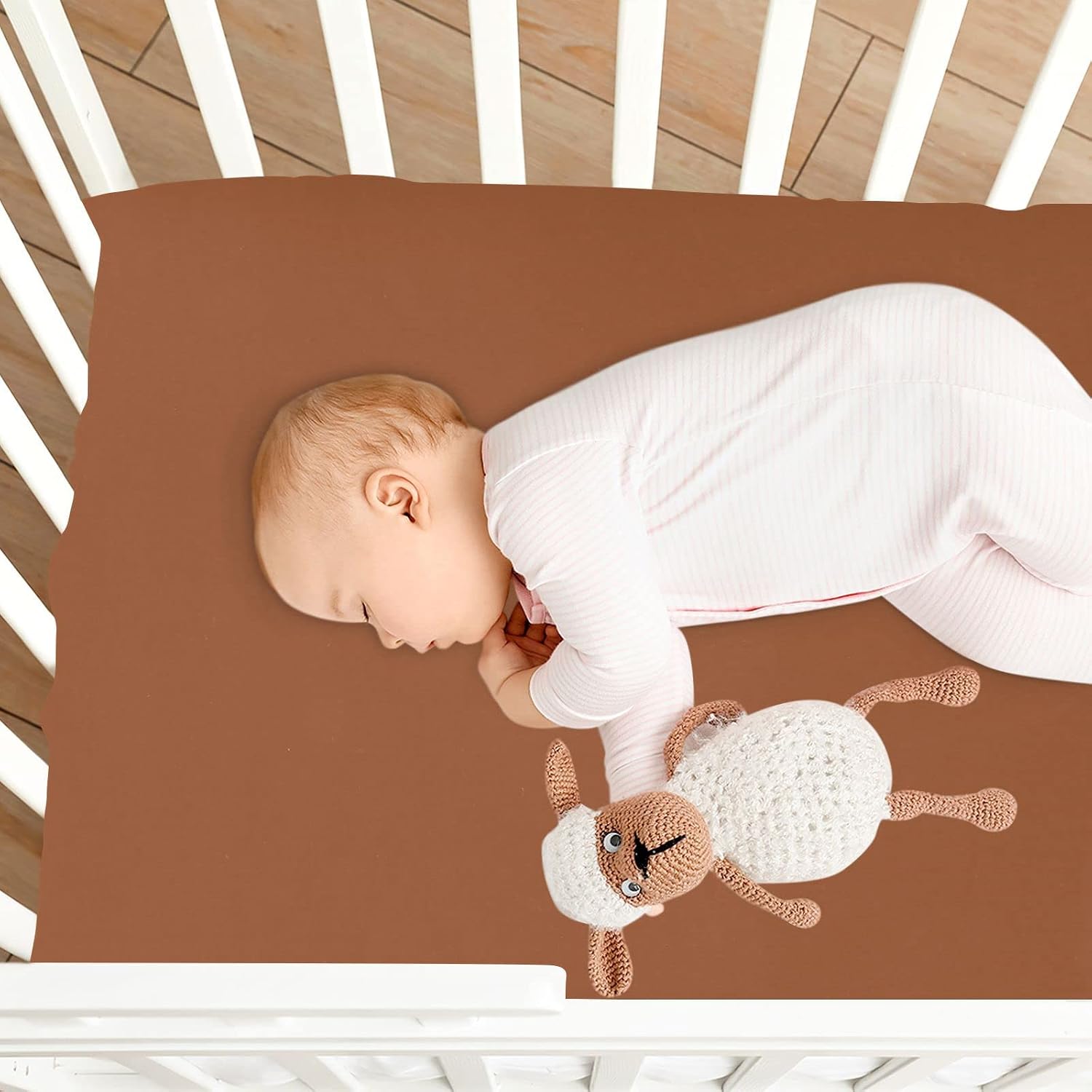 Fitted Crib Sheets for Baby Boys or Girls Soft Breathable Baby Play Yard Sheet for Standard Size Crib Mattress 52x28x9in Terracotta