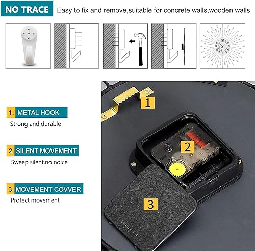 Miniatura 7 de Reloj de pared grande decorativo de metal, silencioso, sin tictac, arte moderno y brillante con explosión de estrellas, relojes de pared grandes