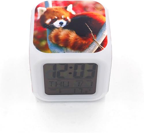 Miniatura 5 de Reloj despertador LED mapache panda rojo animal patrón personalidad creativo silencioso multifuncional escritorio electrónico escritorio reloj
